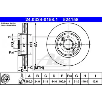 Jeu de 2 disques de frein avant ATE 24.0324-0158.1