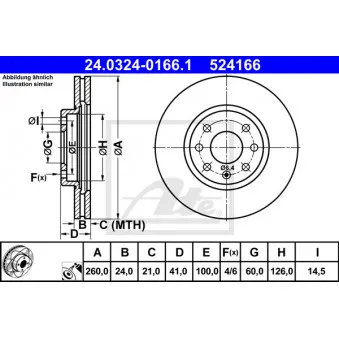 Jeu de 2 disques de frein avant ATE 24.0324-0166.1