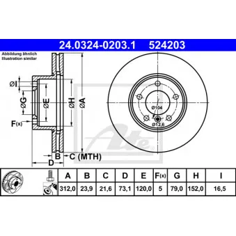 Jeu de 2 disques de frein avant ATE 24.0324-0203.1