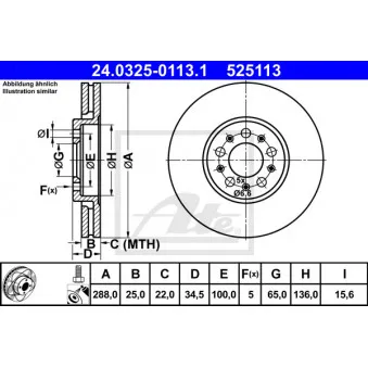 Jeu de 2 disques de frein avant ATE 24.0325-0113.1