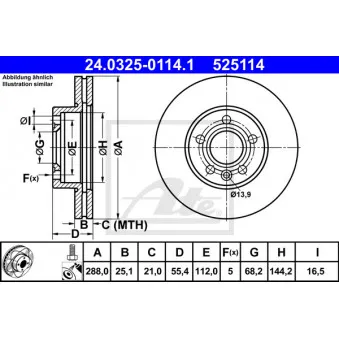 Jeu de 2 disques de frein avant ATE 24.0325-0114.1