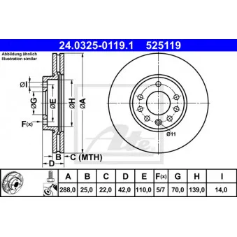 Jeu de 2 disques de frein avant ATE 24.0325-0119.1