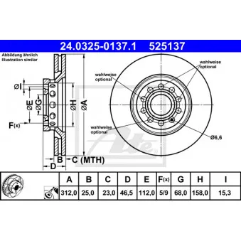 Jeu de 2 disques de frein avant ATE 24.0325-0137.1