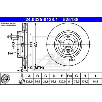 Jeu de 2 disques de frein avant ATE 24.0325-0138.1