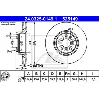 Jeu de 2 disques de frein avant ATE 24.0325-0149.1