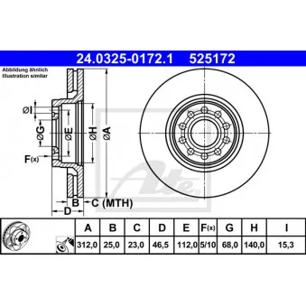 Jeu de 2 disques de frein avant ATE 24.0325-0172.1