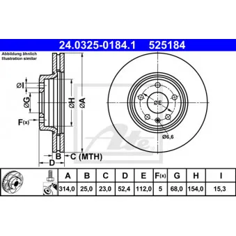 Jeu de 2 disques de frein avant ATE 24.0325-0184.1