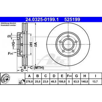 Jeu de 2 disques de frein avant ATE 24.0325-0199.1