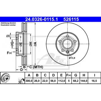 Jeu de 2 disques de frein avant ATE 24.0326-0115.1