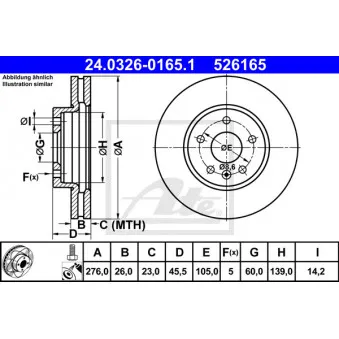 Jeu de 2 disques de frein avant ATE 24.0326-0165.1