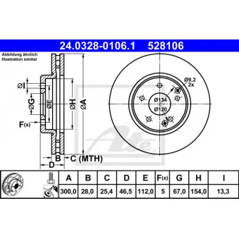 Jeu de 2 disques de frein avant ATE 24.0328-0106.1
