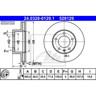 Jeu de 2 disques de frein avant ATE 24.0328-0129.1