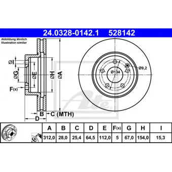 Jeu de 2 disques de frein avant ATE 24.0328-0142.1