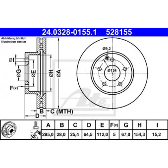 Jeu de 2 disques de frein avant ATE 24.0328-0155.1