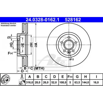 Jeu de 2 disques de frein avant ATE 24.0328-0162.1