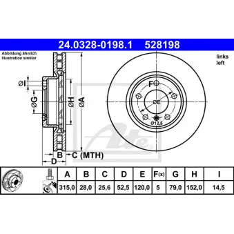 Disque de frein avant gauche ATE 24.0328-0198.1