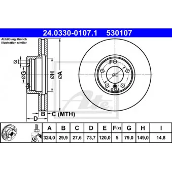 Jeu de 2 disques de frein avant ATE 24.0330-0107.1