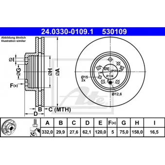 Jeu de 2 disques de frein avant ATE 24.0330-0109.1