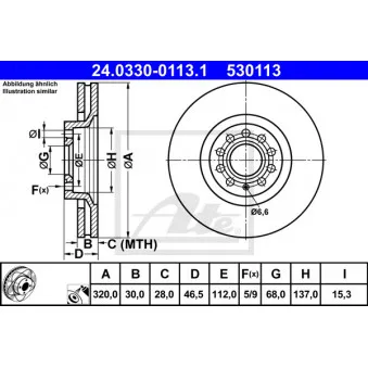 Jeu de 2 disques de frein avant ATE 24.0330-0113.1