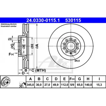 Jeu de 2 disques de frein avant ATE 24.0330-0115.1
