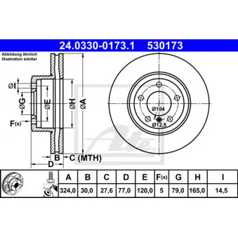Jeu de 2 disques de frein avant ATE 24.0330-0173.1