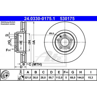 Jeu de 2 disques de frein avant ATE 24.0330-0175.1