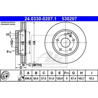 Jeu de 2 disques de frein avant ATE 24.0330-0207.1