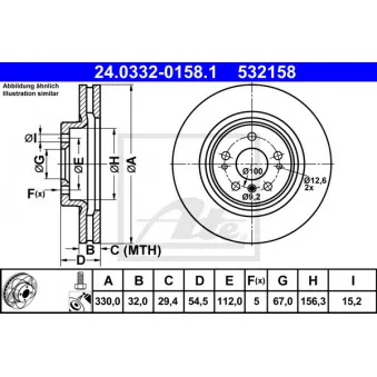 Jeu de 2 disques de frein avant ATE 24.0332-0158.1