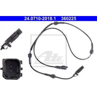Capteur, vitesse de roue ATE 24.0710-2018.1