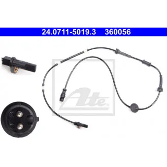 Capteur, vitesse de roue ATE 24.0711-5019.3