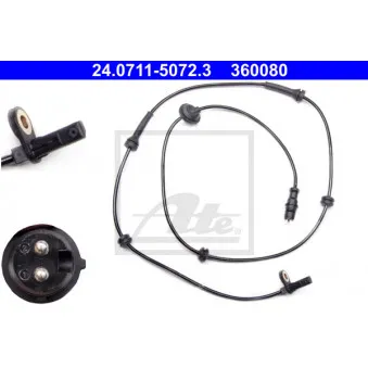 Capteur, vitesse de roue ATE 24.0711-5072.3