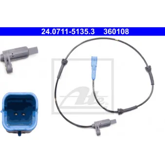 Capteur, vitesse de roue ATE 24.0711-5135.3