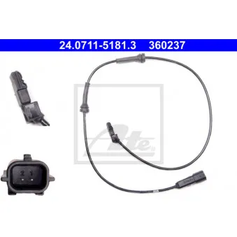 Capteur, vitesse de roue ATE 24.0711-5181.3