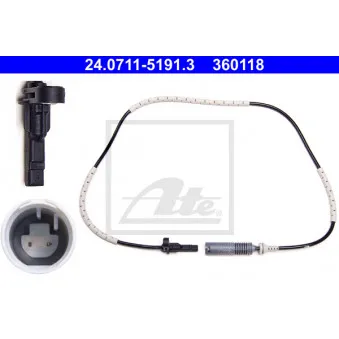Capteur, vitesse de roue ATE 24.0711-5191.3