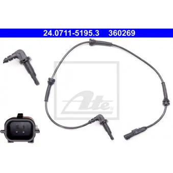 Capteur, vitesse de roue ATE 24.0711-5195.3