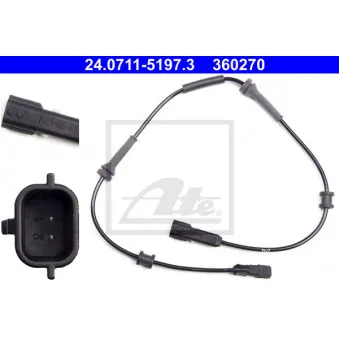 Capteur, vitesse de roue ATE 24.0711-5197.3