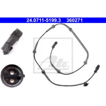 Capteur, vitesse de roue ATE 24.0711-5199.3