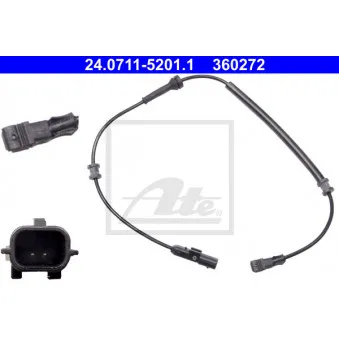 Capteur, vitesse de roue ATE 24.0711-5201.1