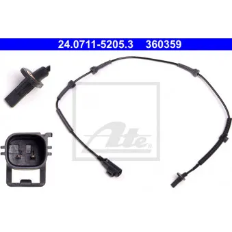 Capteur, vitesse de roue ATE 24.0711-5205.3
