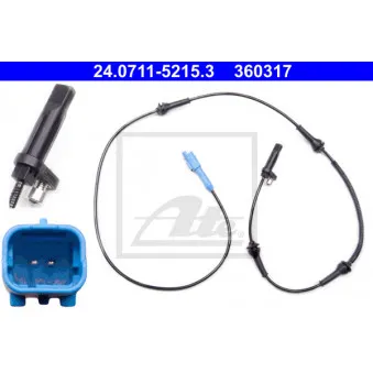 Capteur, vitesse de roue ATE 24.0711-5215.3