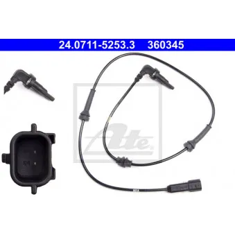 Capteur, vitesse de roue ATE 24.0711-5253.3