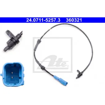 Capteur, vitesse de roue ATE 24.0711-5257.3