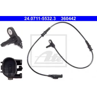Capteur, vitesse de roue ATE 24.0711-5532.3