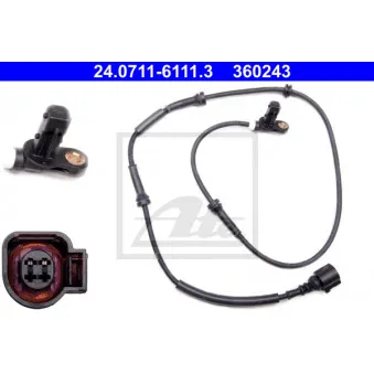 Capteur, vitesse de roue ATE 24.0711-6111.3