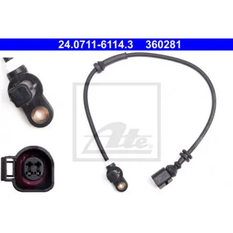 Capteur, vitesse de roue ATE 24.0711-6114.3