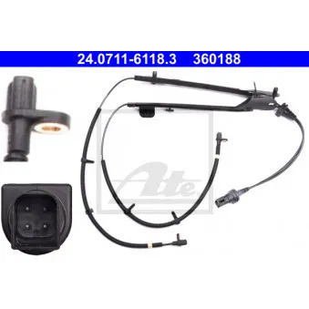 Capteur, vitesse de roue ATE 24.0711-6118.3