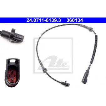 Capteur, vitesse de roue ATE 24.0711-6139.3