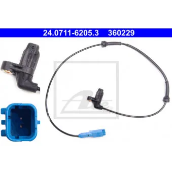 Capteur, vitesse de roue ATE 24.0711-6205.3