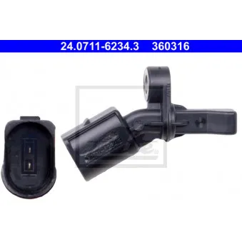 Capteur, vitesse de roue ATE 24.0711-6234.3