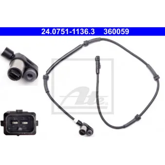 Capteur, vitesse de roue ATE 24.0751-1136.3